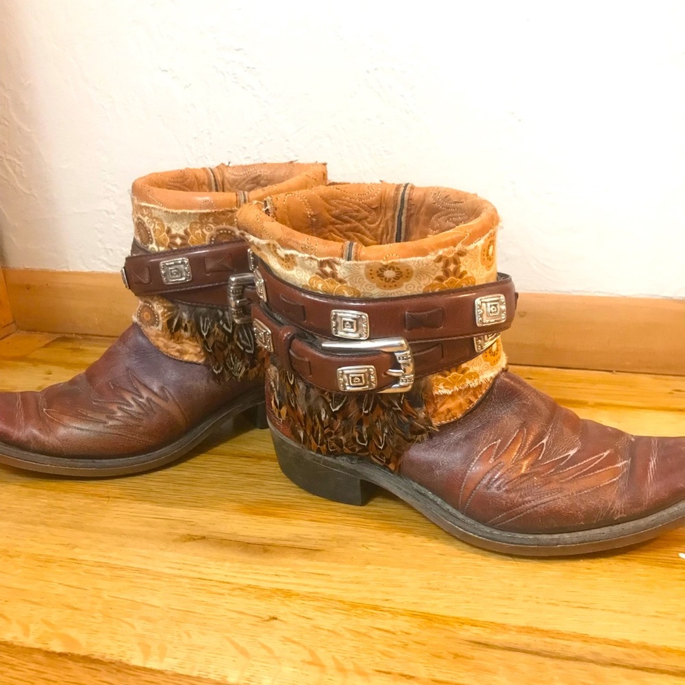 Repurposed leather boots